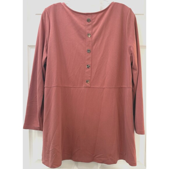 Soft Surroundings Fairfax Tunic Top Petite Large Rose Pockets Button Back Detail - Picture 2 of 7
